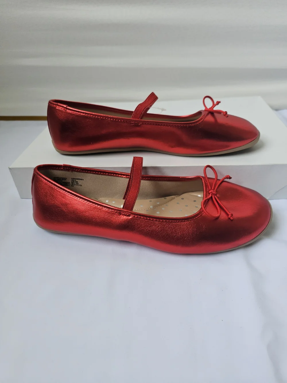 Wonder Nation Red Metallic Ballet Flats Mary Jane Strap NWT Size 6